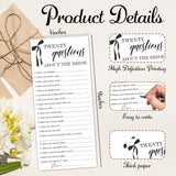 Black Bow Wedding Shower Games, Twenty Questions Wedding Games For 25 Guests, Engagement Bridal Shower Party Cards, Engagement & Bridal Party Supplies-4X9 Inch-A38