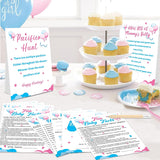 200 Pieces Gender Reveal Games For Guests, Gender Reveal Decorations Idea, Baby Shower Cards And Pencils For Boy Or Girl Gender Reveal