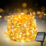72FT 200 LED Solar Fairy Lights Outdoor Waterproof Warm White String Lights with 8 Modes for Patio Tree Wedding Party Christmas Decor