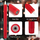 Red Flameless Taper Candles With Rmote, 9.6" Real Wax Battery Operated Candles With 3D Wick, 6 Pack Flickering Led Candlesticks, Electric Candle For Home, Wedding, Party, Decor