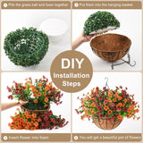 Artificial Fake Hanging Plants Flowers Basket, Faux Silk Daisy In Planter Realistic Uv Resistant For Outside Home Patio Balcony Yard Mums Autumn Outdoor Decoration (Orange Brown)