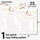 Twinkle Little Star Baby Shower Game For Girls - 25 Guess Who Mommy Or Daddy Game Cards - Fun Guessing Activities For Guests - Star And Moon Theme In Pink