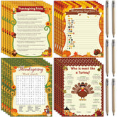 131 Pcs Thanksgiving Party Games Set 25 Players Thanksgiving Trivia Word Search Who Is Most Like A Turkey Game Card With Pencils For Family Friend Group Activities Fall Harvest Party Supplies