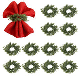 Christmas Napkin Rings Holder Set Of 12, Soft Pine Needles Mini Napkin Wreaths For Christmas New Year Dinner Party Table Decoration Family Gathering Banquet Serviette Buckles