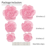 Crepe Paper Flowers Decoration For Wall, Artificial Flowers For Wedding Decor,Flower Backdrop Decor,Baby Shower,Birthday Party, Photo Backdrop, Nursery Wall Decor (Pink;Set/6)