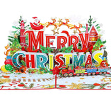 3D Pop Up Christmas Cards, Festive Xmas Popup Card With Unique Holiday Scene For Family, Friends, Includes Envelope And Writing Insert
