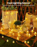 2 Pack Solar String Lights 60 LED 36.5FT Waterproof Warm White Patio Garden Lights