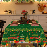 3 Pack Christmas Birthday Tablecloth Disposable Xmas Happy Birthday Table Cover For Merry Christmas Party Supplies, 54 X 108 Inch