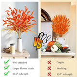 8Pcs Fake Fall Flowers Stems, 28Inch Artificial Orange Bunny Tail Flowers Faux Fall Floral Arrangements For Vase Home Wedding Centerpieces Fall Thanskgiving Decor