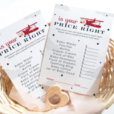 Airplane Baby Shower Games For Boys - 25 Guess The Price Is Right Cards - Fun Activities For Guests With Prizes - Taking Flight Theme In Red And Blue