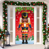 Christmas Nutcracker Door Cover - Merry Holiday Hanging Decor For Indoor Outdoor Front Door - Xmas Wrap Supplies 71 X 35 Inch (Black)