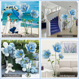 3Pcs Large Giant Artificial Flowers Decoration - Artificial Giant Paper Flowers For Wedding Graduation Bridal Shower Birthday Handcrafted Wall Backdrop Party Supplies (Blue)