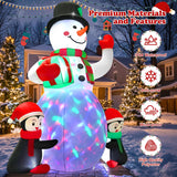 Christmas Inflatables Outdoor Decorations, 6.3 Ft Inflatable Snowman With 2 Penguins And Gift, Blow Up Xmas Decorations