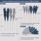 4Pcs Faux Pampas Grass Tall 43” / 3.6Ft, Non-Shedding Large Artificial Fluffy Reed Fake Flower Feather Arrangement For Floor Vase Filler Boho Farmhouse Home Wedding Decor (Grey& Navy Blue)