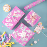 Birthday Wrapping Paper Roll For Girls, Mini Roll, Pink Gift Wrap With Metallic Silver Happy Birthday Text And Confetti Sprinkle Design, Perfect For Princess Party, 17 Inches X 16.4 Feet