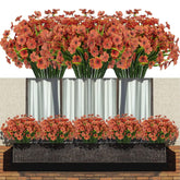 15 Bundles Artificial Flowers Fake Silk Flowers Outdoor Uv Resistant Faux Flowers Plastic Fabric Greenery Plants For Hanging Planter Kitchen Home Office Wedding Garden Decoration (Orange)
