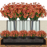 15 Bundles Artificial Flowers Fake Silk Flowers Outdoor Uv Resistant Faux Flowers Plastic Fabric Greenery Plants For Hanging Planter Kitchen Home Office Wedding Garden Decoration (Orange)