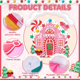 4 Pcs Christmas Gingerbread House Door Decorations Candy Cane Wreath Snowman Christmas Tree Gingerbread House Porch Banners For Holiday Classroom School Office Wall Display (Pink)