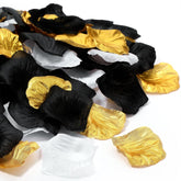1600 Pcs Gold White Black Artificial Rose Petals Bulk, Valentine'S Day Flower Petals For Wedding Aisle Decoration, Flower Girl, Romantic Table Scatter Party Supplies