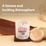 Smells Like You’Re Kicking Cancer’S Ass Breast Cancer Survivor Gifts For Women Awareness Encouragement Gifts Scented Candle Home Office Jar Candles Sage Floral Lavender Scent 9.5 Oz