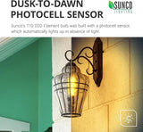 6 Pack Dusk to Dawn T10 LED Light Bulbs 5W 40W Equivalent 2700K Soft White E26 Waterproof