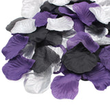 900Pcs Black Dark Purple Silver Silk Rose Petals, Artificial Flowers For Gothic Wedding Aisle Decor, Table Scatter Centerpieces, Wednesday Addams Birthday Party
