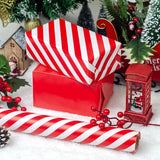 Mini Wrapping Paper Roll - Reversible Design (17" X 120") - Red Stripes For Christmas, Birhtday, Wedding