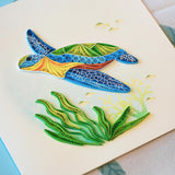 Unique Quilling Card - Sea Turtle & Seaweed Design | Handmade Greeting Card For Birthday, Anniversary, Christmas, Mother’S Day, Thank You, Friends & Loved Ones