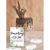 Baby Shower Game Set, Parenting Tip Jar Party Games(1 Standing Sign + 20 Advice Cards), Greenery Blank Advice Cards For New Parents, Eucalyptus Baby Shower/Gender Reveal Party Favor Decor(A01)