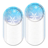 Snowflake Party Decorations,Winter,Christmas Include Blue Snow Party Plates, Dessert Plates,Cups, Napkins (88Pcs )