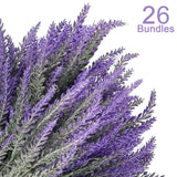 26 Bundles Lavender Artificial Plants Outdoor, Fake Lavender Artificial Flowers For Home Decor, Faux Plastic Purple Plants For Kitchen Garden Patio Porch Window Box Decoration