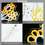 Daisy Flower Neon Sign LED Boho Wall Light 13.39 x 13.23 Inch Warm Cool White Yellow Acrylic Decor