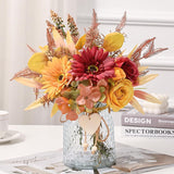 Artificial Dahlia Flowers With Vase, Silk Fall Flowers In Vase - Fall Decor For Home Centerpieces, Thanksgiving Party, Rustic Wedding