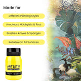 Artistic Acrylic Paint Jar - High-Pigment, Fade Proof Painting Supplies, Suitable For Canvas, Wood, Leather, Fabric, Stone & Craft - Lemon Yellow 16.9 Fl Oz