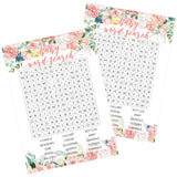 Baby In Bloom Baby Shower Word Search, Pink Floral Boho Girl Game Cards – 20 Count