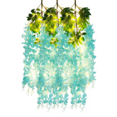 12 Pack Teal Wisteria Hanging Flowers Garland With Lights, 3.77 Feet Artificial Flower Vines, Fake Wisteria, Artificial Vines Hanging Garland For Backdrop Outdoor Patio Garden Decor