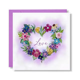 Mother'S Day Card, Colorful Flower Heart Card, Love Greeting Card, Romantic Quilling Quilled Card For Anniversary, Wedding, Valentine, For Mom Dad Couples Parents Friend (Flower Heart)