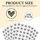 500 Pieces Clear Heart Envelope Seals, Wedding Heart Stickers, Love Stickers 1.26 Inch Round Sealing Sticker For Wedding Invitation Card Bridal Shower Christmas New Year Party Favor(Black)