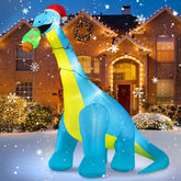 10 Ft Christmas Inflatable Outdoor Decorations, Giant Christmas Dinosaur Blow Up Yard Decor With Christmas Hat & Tree, B