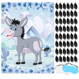 Pin The Tail On The Donkey Party Game Floral Farm Party Decorations With 48 Pcs Tails Large Donkey Games Poster For School Activities Birthday Party Carnival Party Supplies(Blue)