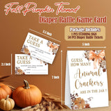 Bow Guess How Many Animal Crackers - Thanksgiving Baby Shower Card Set (1 Sign With 50 Guess Cards), Fall Florals Gender Reveal Party Favor Supplies -A08