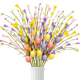 15Pcs Easter Decorations Egg Picks - Spring Artificial Floral Stems Decor Flowers Arrangement For Home Vase Table Centerpiece