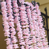 10 Pack 6.5 Feet / 78 Inch Wisteria Artificial Fake Hanging Flowers Silk Vine Ratta Plants Leaf Garland For Home Wedding Party Garden Outdoor Greenery Wall Decoration Pink