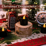 24 Pack Black Tea Lights Candles, Flickering Warm Yellow Flameless Led Tealights, Battery Operated Fake Candles, Decoration For Halloween And Christmas (Black)