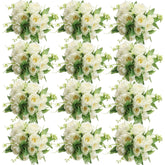 12 Bundles Peonies Artificial Flowers Artificial Peonies Silk Flowers Fake Peonies Artificial Flowers Wedding Home Table Decoration Realistic Peonies Bouquet For Centerpiece Table (White)