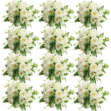 12 Bundles Peonies Artificial Flowers Artificial Peonies Silk Flowers Fake Peonies Artificial Flowers Wedding Home Table Decoration Realistic Peonies Bouquet For Centerpiece Table (White)