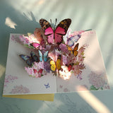 3D Bouquet Butterflys Pop Up Mothers Day Card, Teacher Appreciation Card, Handmade Flowers Box Greeting Cards With Note And Envelope For New Year Anniversary