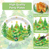 50Pcs Christmas Tree Oval Paper Plates 11Inch Holiday Winter Xmas Tree Table Platter Disposable Dish Tray Winter Tableware Set For Merry Xmas Birthday Party Dinner Supplies