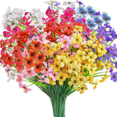 8 Bundles Artificial Flowers For Outdoor, Fake Flowers For Spring Summer Decoration, Uv Resistant Silk Pansy Flowers For Outside Faux Flower Plants For Outdoor Planters Garden, Mixed Colors