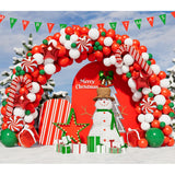 Christmas Balloon Garland Arch Kit With Xmas Green Red White Candy Balloons Gift Box Balloons Red Star Balloons For Christmas Party Decorations